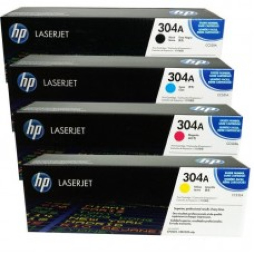 حبر ليزر اصلي اتش بي HP 304A مجموعة 4 الوان .